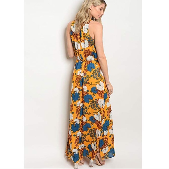 Beautiful Floral Print Smock Waist Maxi Dress - Picture 3 of 5